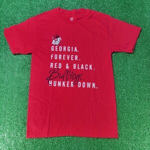 Georgia Bulldogs Forever Red Black Men's Hanes Tagless T Shirt Size Small New